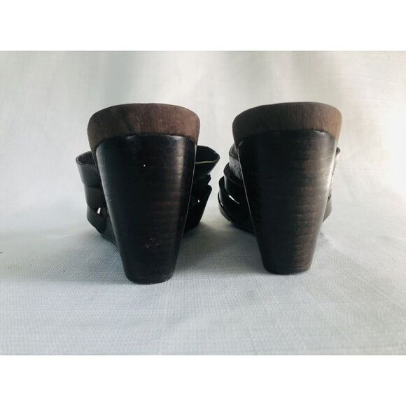 VTG Y2K Bandolino Sandals Size 10 Brown Straps Wedge Slip On Open Toe - Picture 5 of 13
